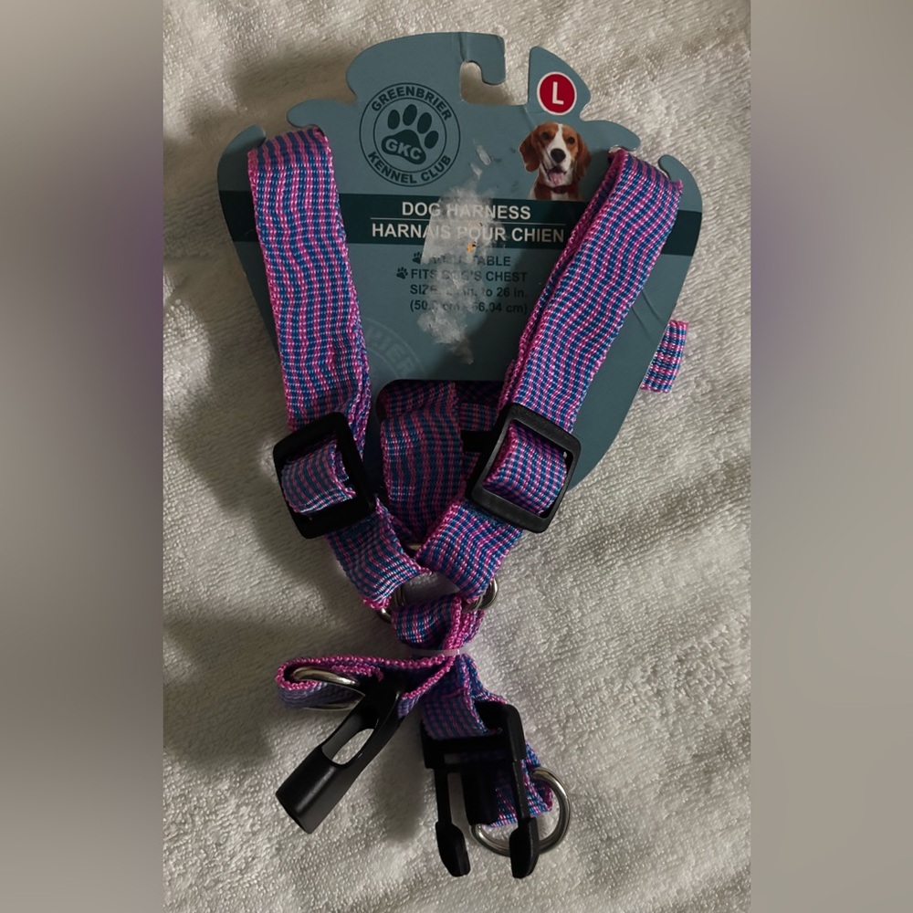 Pink and Blue Dog Harness L